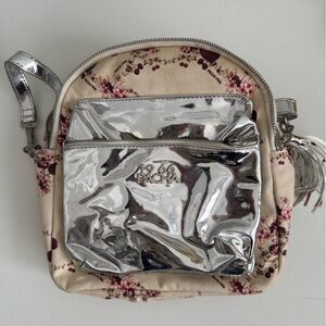 PACHA IBIZA -  Metallic Silver and Floral backpack